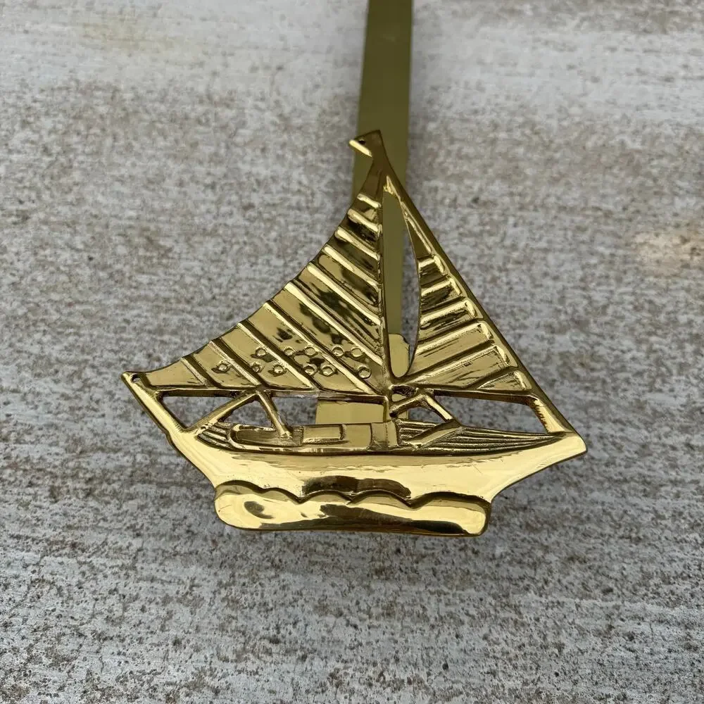 VTG Solid Brass Sail Boat Ship Over the Door Wreath Hanger Holder Hook Liards
